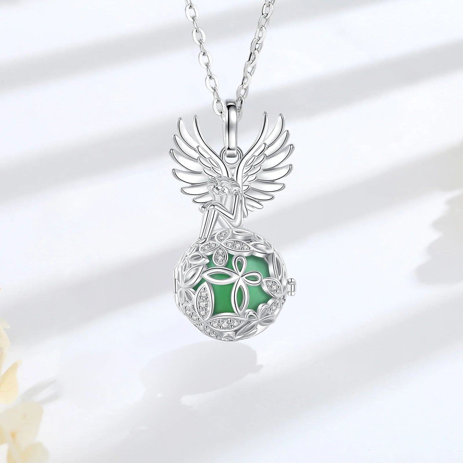 Eudora Angel Girl Flower Cage Necklace Amethyst Energy Healing Crystal Stone Jade Lapis Pendant Spiritual Jewelry Obsidian Gift