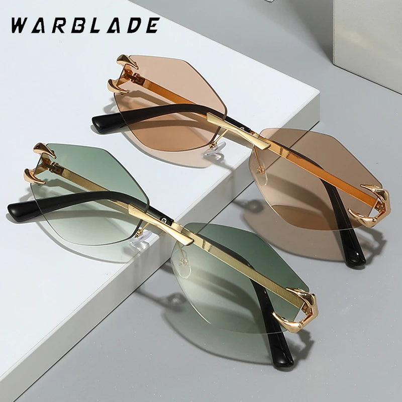 2025 metall Kleine Rahmen Polygonal frauen Sonnenbrille Mode Randlose Rhombus Sonnenbrille Für Weiblich Männlich Sommer Reisen Brillen