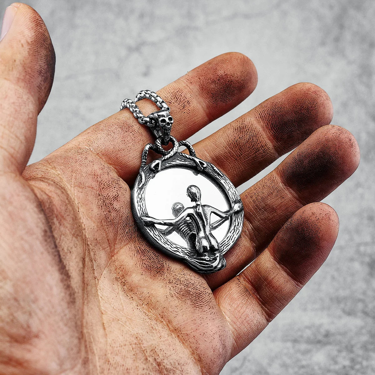 Collier miroir magique en acier inoxydable pour hommes, pendentif tête de mort, chaîne vintage punk rock hip hop rap pour ami, bijoux cadeau, livraison directe