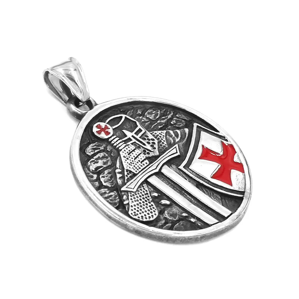 Rüstung Schild Tempelritter Kreuz Anhänger Edelstahl Schmuck Vintage Mittelalter Siegelring Rot Schild Biker Anhänger SWP0653A