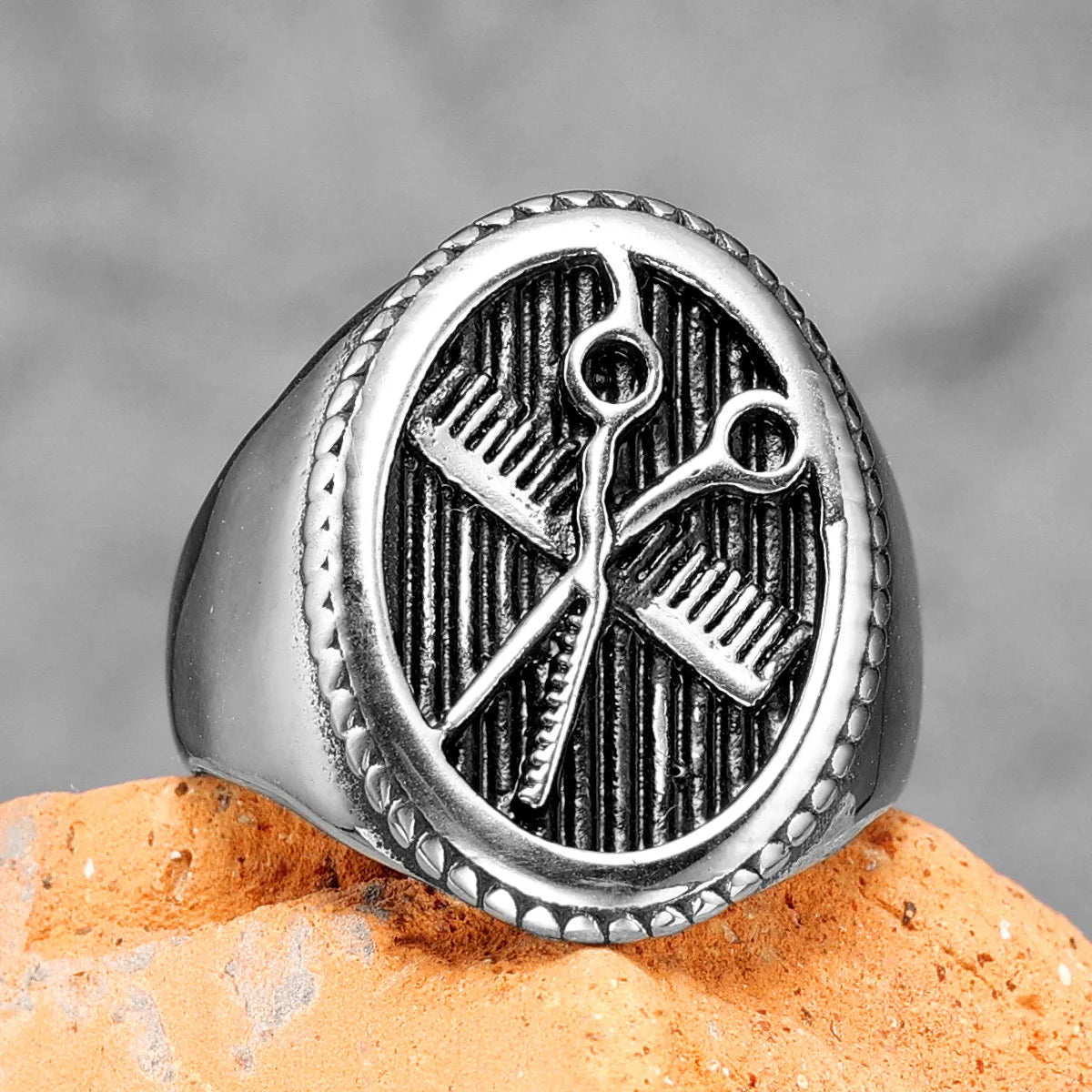 Bagues pour hommes en acier inoxydable 316L pour salon de coiffure, ciseaux de rue, peigne, tatoueur, rap, rock, punk, fête pour ami masculin, bijoux cadeau