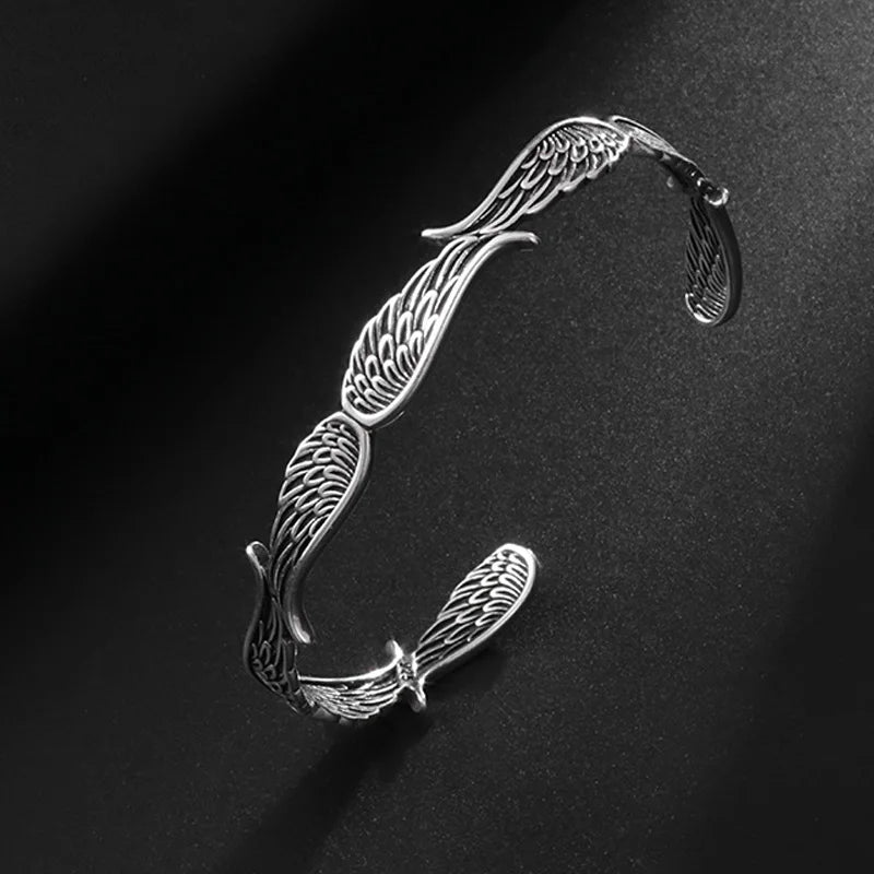 Retro Angel Wings Bracelets Men Women Punk Silver Color Adjustable Bracelets Unisex Accessories On Hand Wrist Gift For Lovers