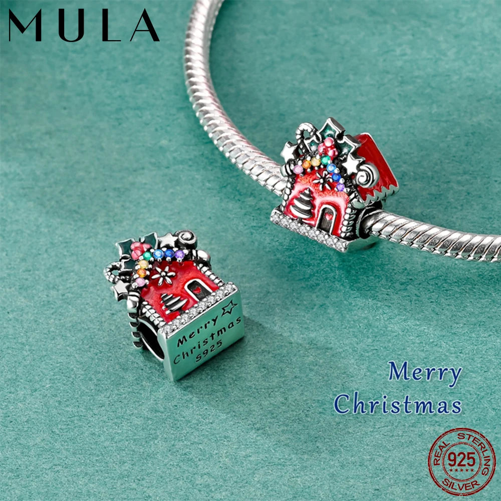 925 Sterling Silver Christmas House Charms Pendants Fit Women Original Bracelet DIY Christmas Gift