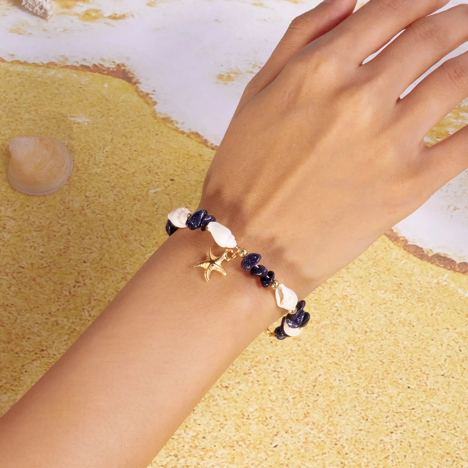 Bohemian Starfish Conch Beads Bracelets For Women Handmade Irregular Stone Beaded Bangles Beach Party Friendship Jewelry Gift