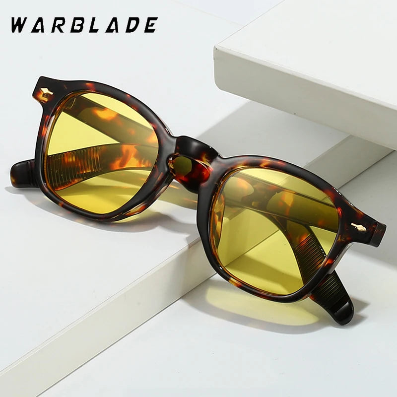 2025 Vintage-Mode Oval Sonnenbrille Frauen Männer Luxus Marke Design Retro Niet Gelb Blau Objektiv Quadrat Sonnenbrille Weibliche UV400