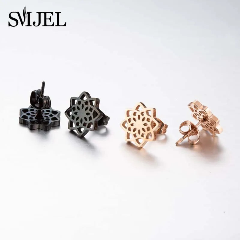 4 Paare/los Koreanische Mode Blume Stud Ohrringe für Mädchen Böhmen Daisy Sunflower Datura Ohrringe Vintage-Schmuck Mandala Brincos
