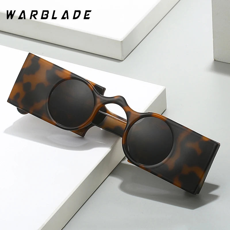 Retro Einzigartige Quadratische Damen Sonnenbrille Mode Persönlichkeit Kleine Runde Punk Gläser Shades UV400 Frauen Breite Beine Leopard Sonnenbrille