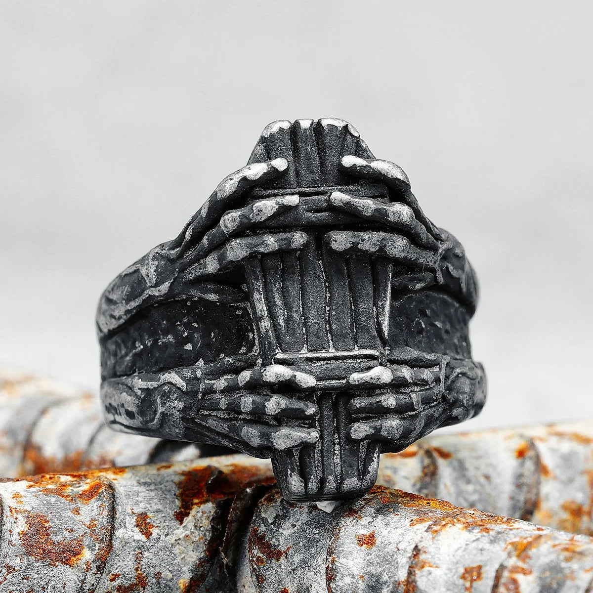 Sargringe Vintage Sarg Geist 316L Edelstahl Herrenring Gothic Punk für Männer Freund Schmuck Bestes Geschenk Dropshipping