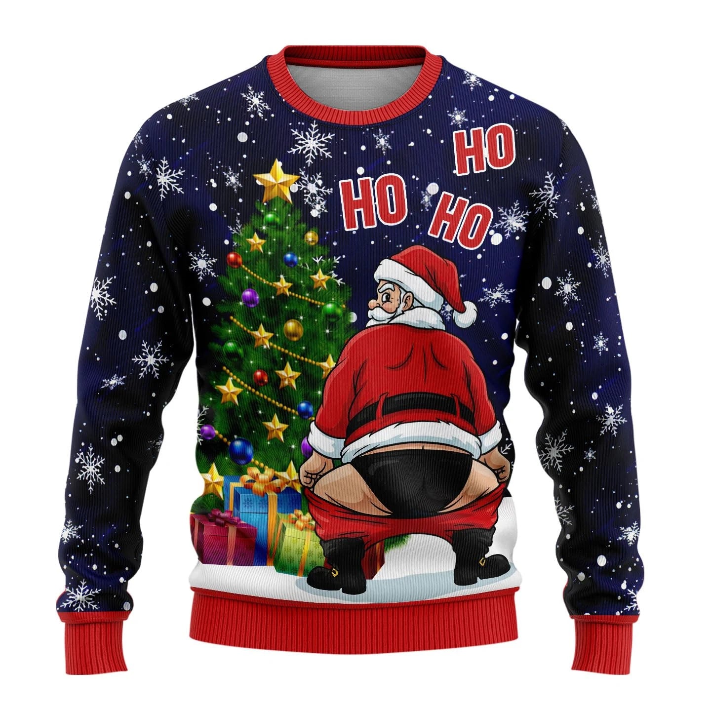 Hilarious Ho Ho Ugly Christmas Sweater Naughty Santa Womens Sweaters Crewneck Sweatshirt Funny Unisex Pullovers Mens Sweater