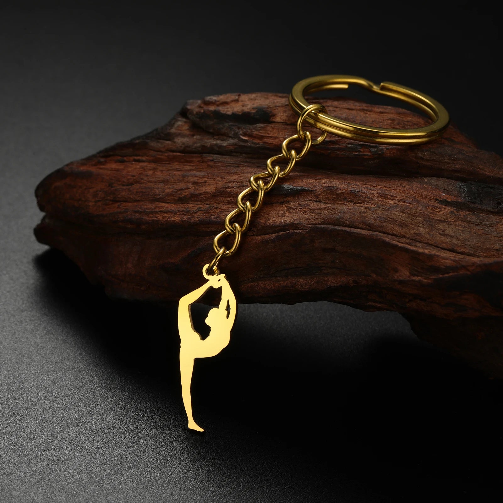 Dreamtimes Gymnastics Keychain Stainless Steel Sports Pendant Fashion Women Stainless Steel Jewelry Gymnasts Birthday Gift