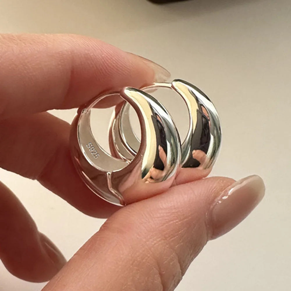 Ohrringe aus 925er Sterlingsilber für Damen, trendiger, schlichter Kreis, handgefertigter Ohrring, Schmuck, Allergieprävention, Party-Accessoires