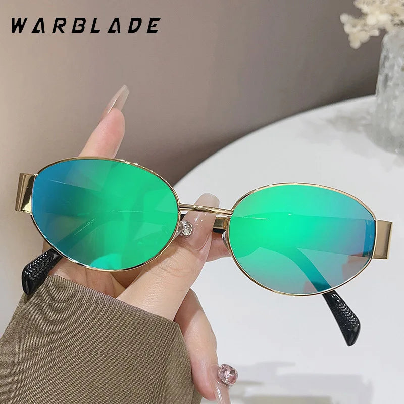 2025 Y2K Metall Oval Sonnenbrille Frauen Für Männer Vintage Sonnenbrille Luxus Marke Designer Steampunk Hip Hop Beliebte Spiegel Shades