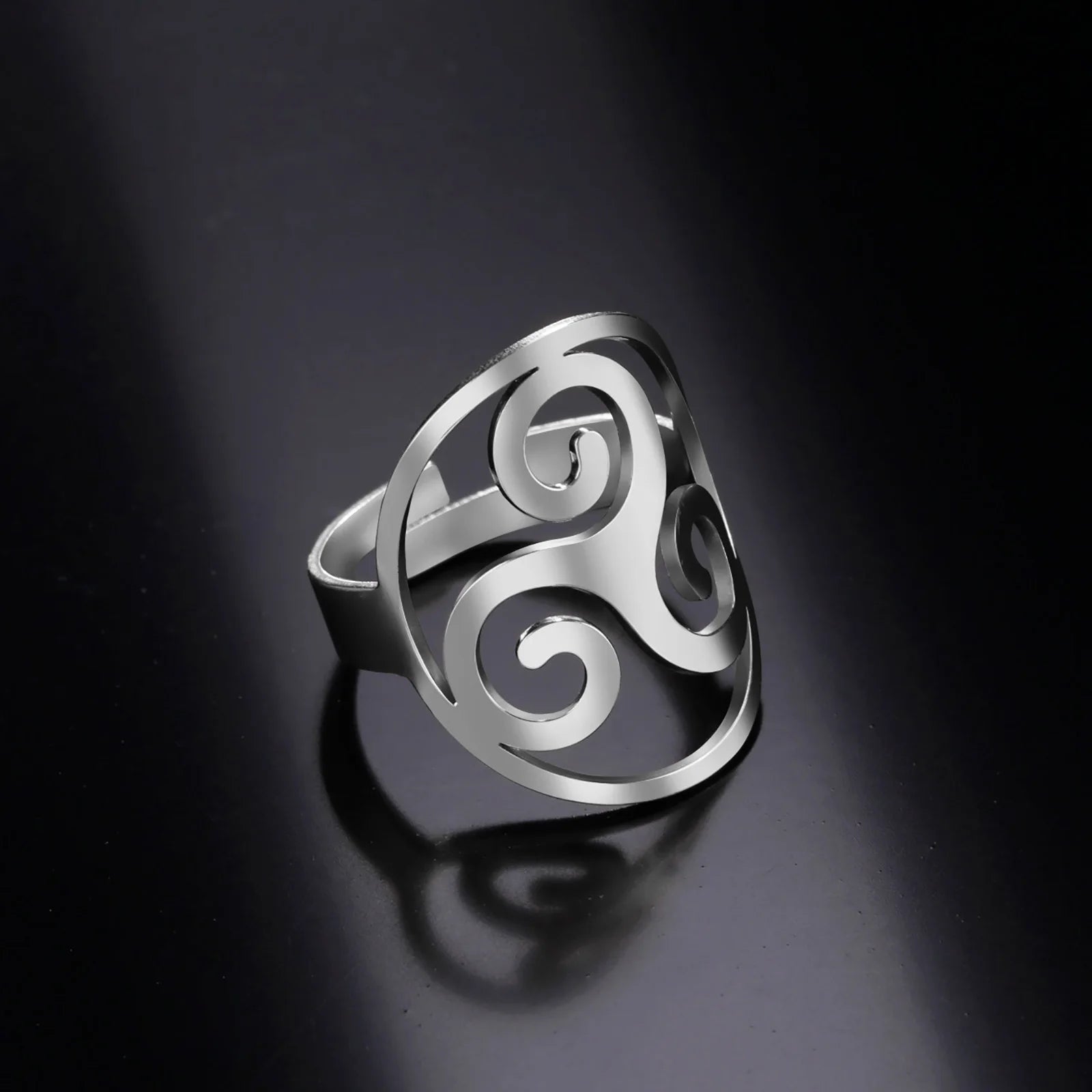 Skyrim Viking Triskele Triskelion Ring Stainless Steel Adjustable Triple Spiral Amulet Finger Rings 2025 Jewelry Gift for Women