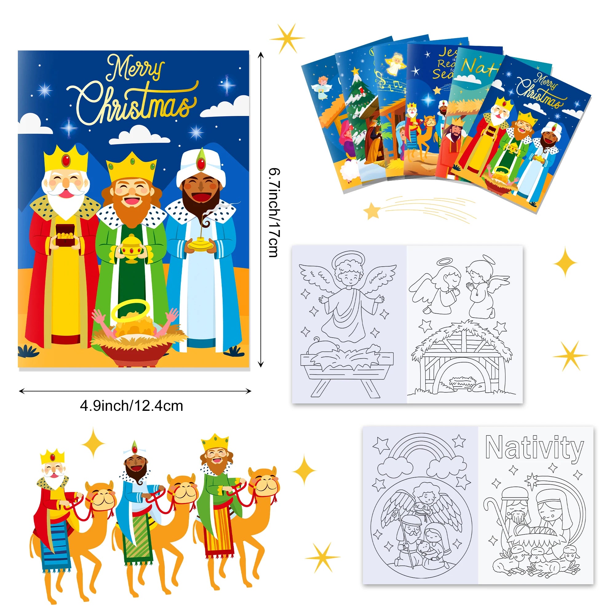 12pcs Nativity Christmas Graffiti Painting Book DIY Coloring Picture Book Baby Shower Birthday Party Decor Drawing Notebook
