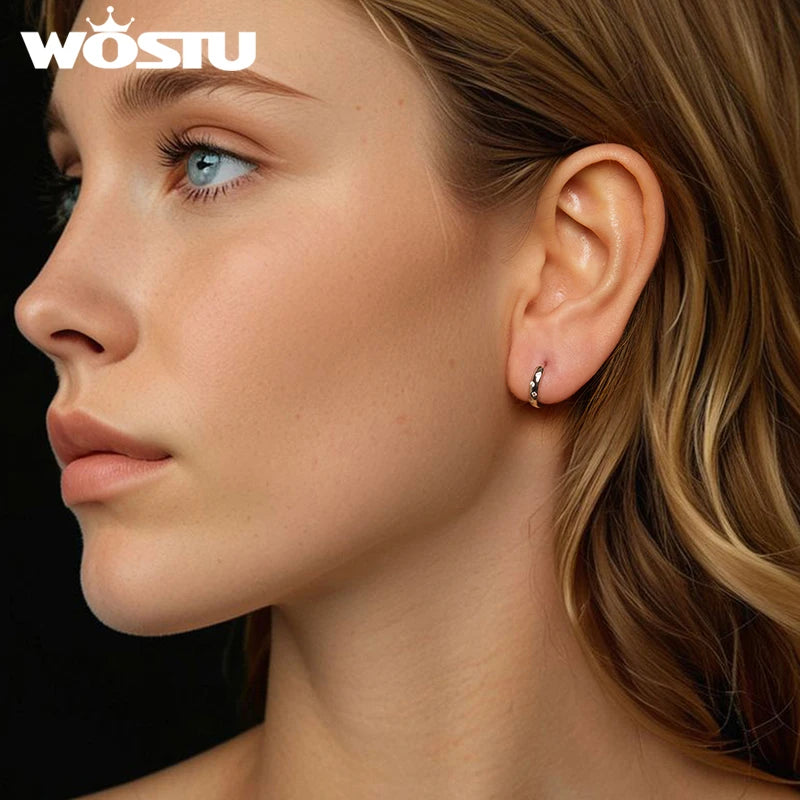 WOSTU D Color Moissanite Hoop Earrings Round Cut Lab Diamond 925 Sterling Sliver Bubbles Ear Clip for Women Mother's Day Gifts