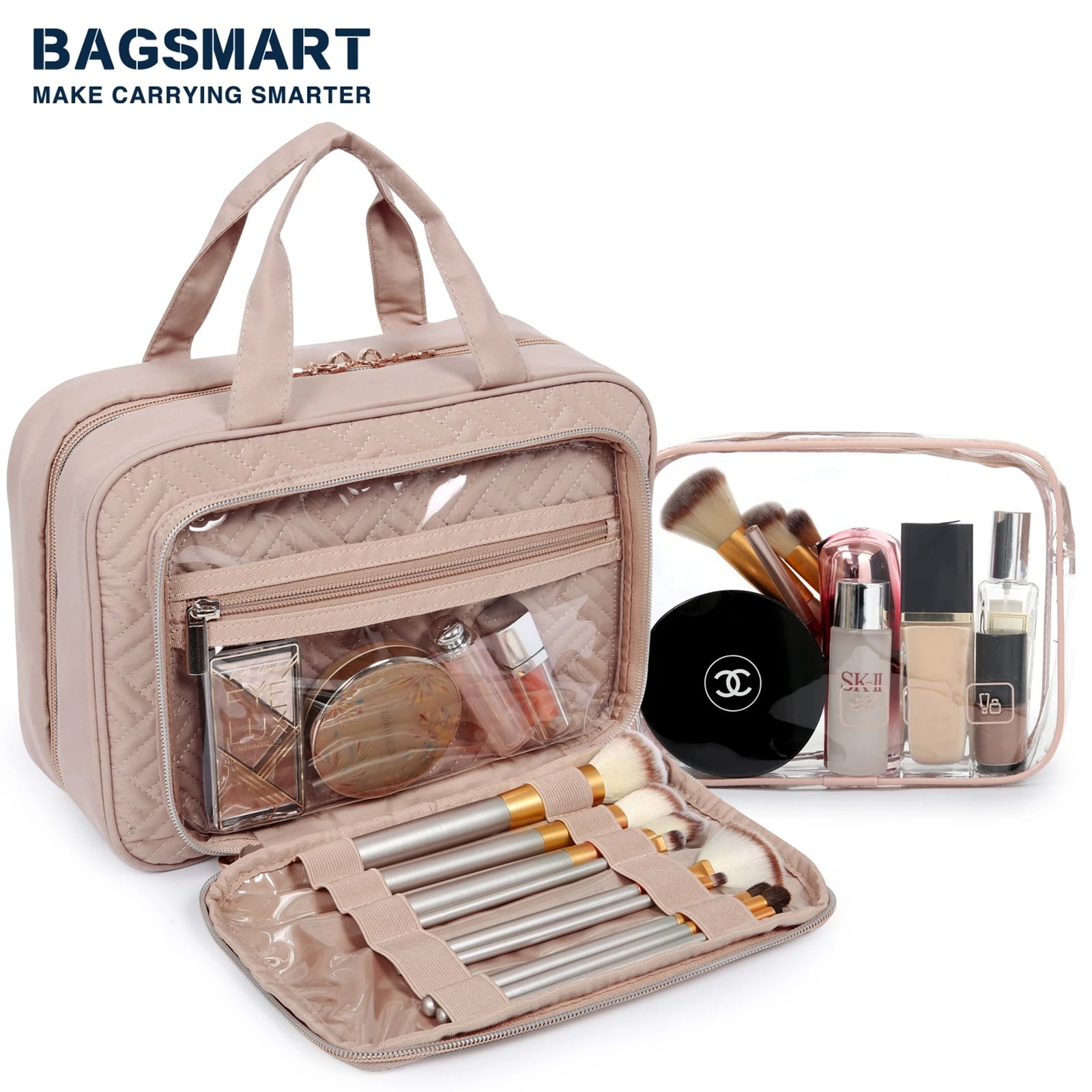 Large Toiletry Bag BAGSMART Travel Makeup Organizer Water-resistant Cosmetic Bags for Shampoo Full Sized Container Toiletries - Madeinsea©