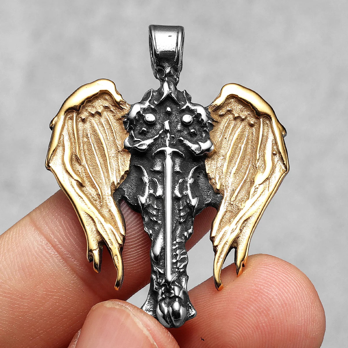 Archangel Pendant 316L Stainless Steel St.Michael Wings Necklaces Men Powerful Amulet Chain Punk Jewelry Best Gift Dropshipping
