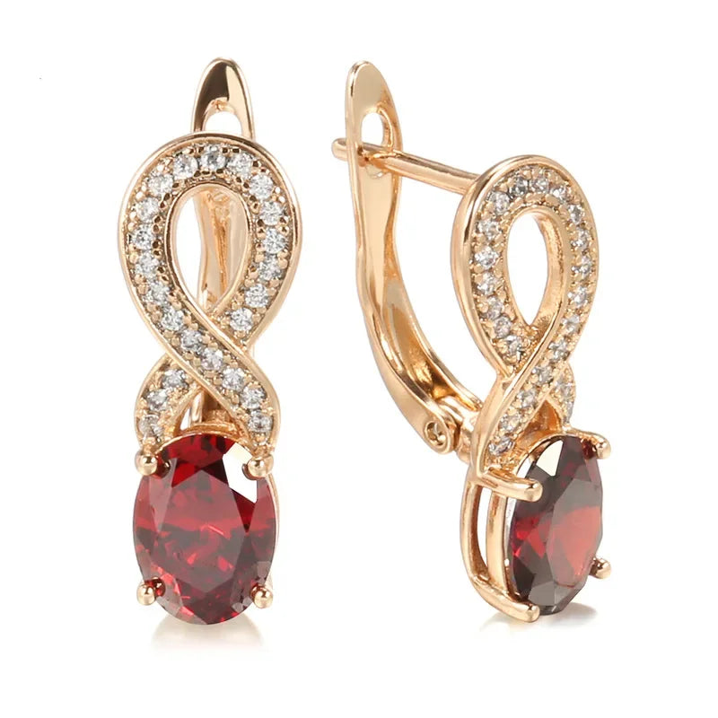 2022 New Design Fashion Jewelry Retro Elegant Lady Irregular Ruby Women Earrings 14k Gold Jewelry Real Gold aretes de mujer
