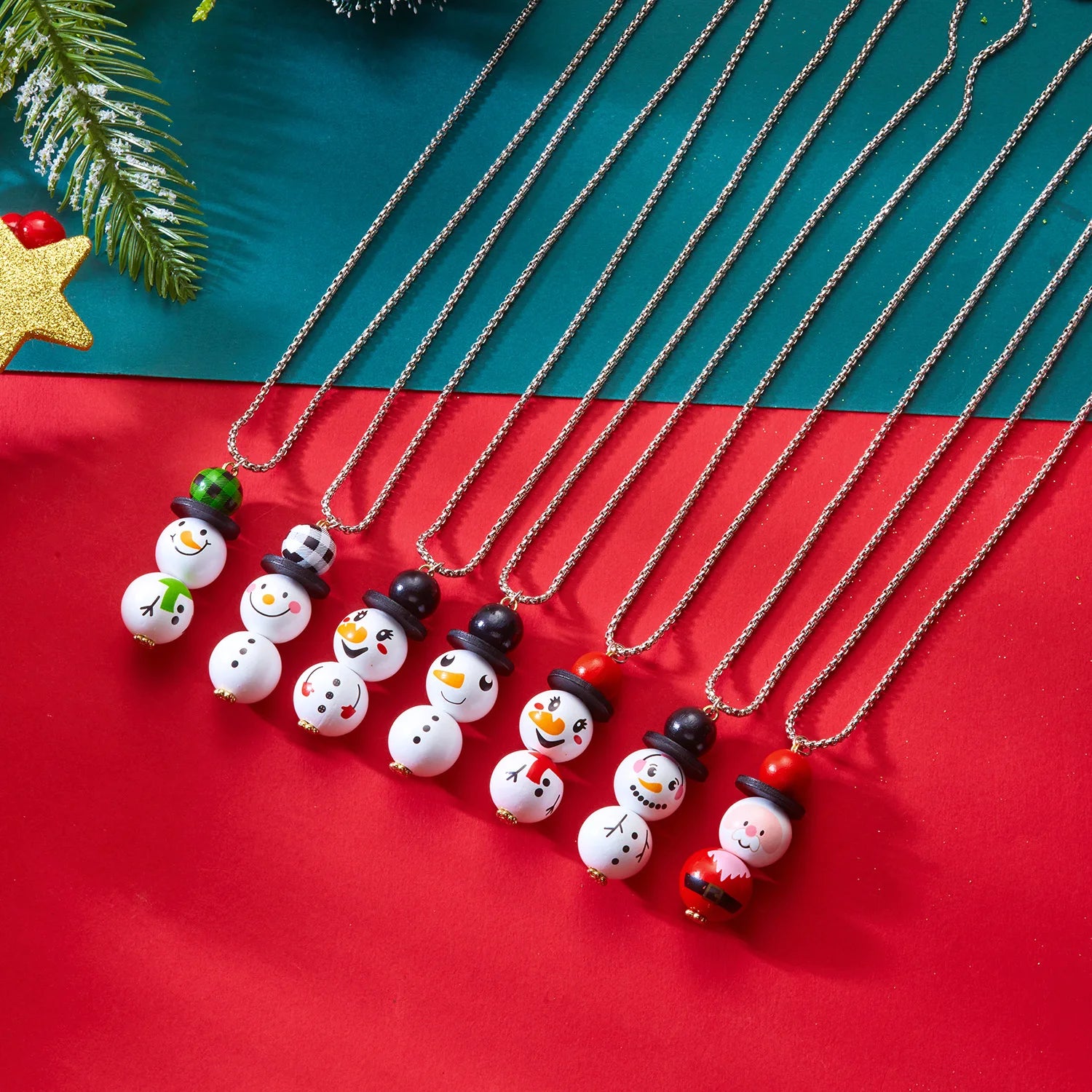 Trendy Christmas Necklace for Women Girls Cartoon Santa Claus Snowman Pendant Long Sweater Chain Choker Party New Year Gifts