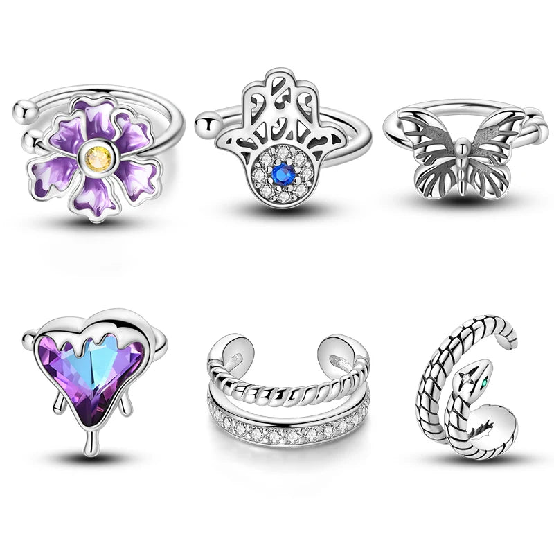 Fine 100% 925 Sterling Silver Zircon Ear Clip For Women Girls Non Piercing Fake Cartilage Clip Butterfly Earrings Jewelry Giift