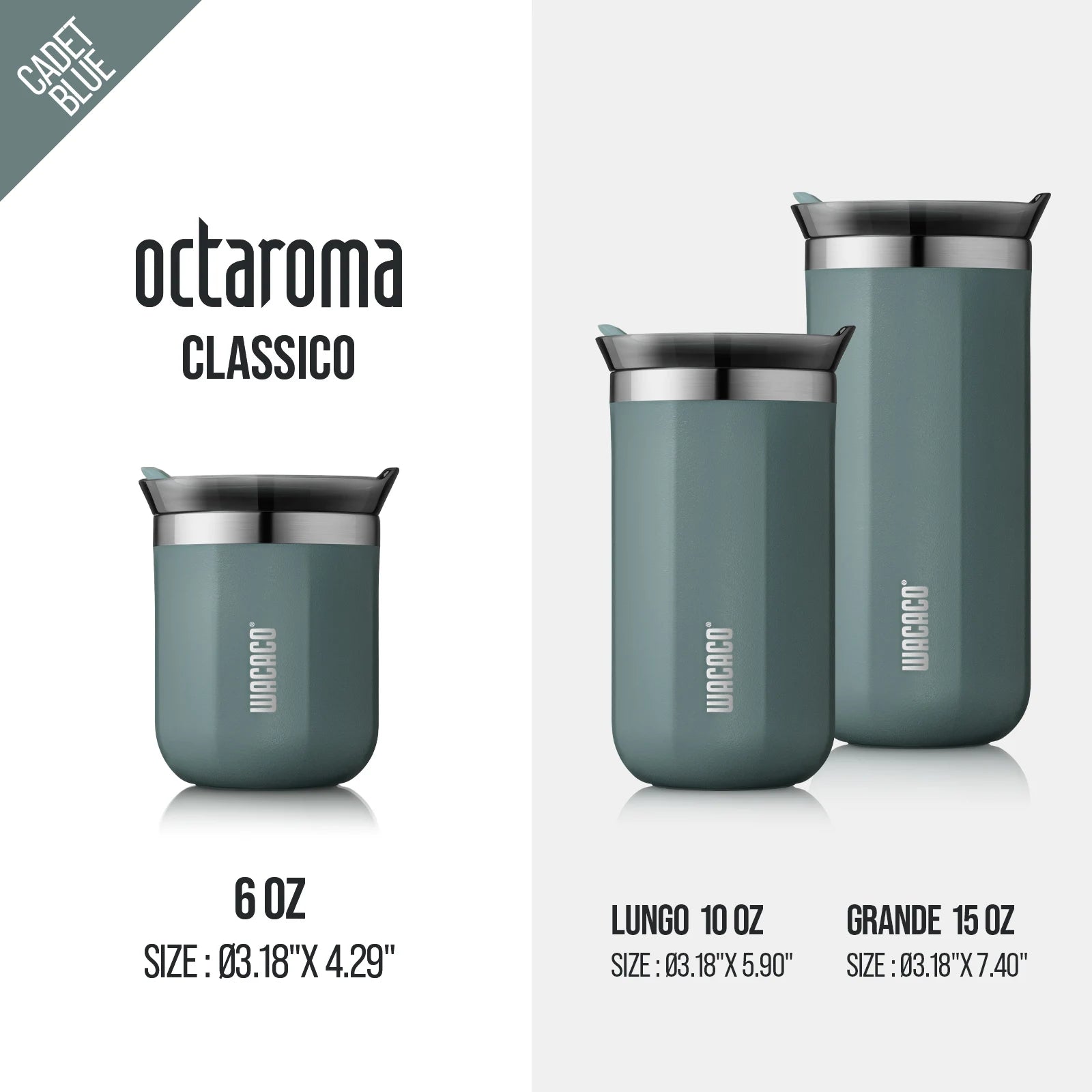 WACACO Octaroma Vacuum Insulated Coffee Mug, Double-wall Stainless Steel Travel Tumbler, 6/10/15 fl oz, thermo, Valentines Gift - Madeinsea©