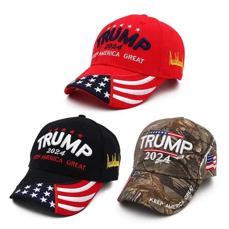 Baseballkappen Trump 2024 Amerikanische Präsidentenmütze mit Slogan, bestickte Snapback-Mützen, USA-Flagge, verstellbar, neutrale Baseballmütze
