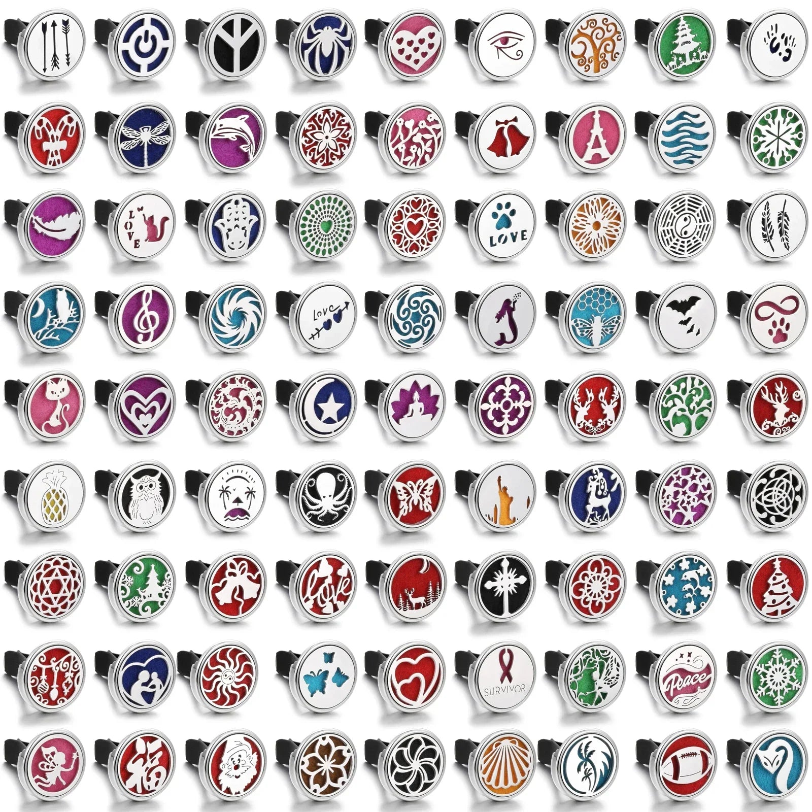 10pcs/lot Wholesale Car Perfume Diffuser Vent Clip Car Air Freshener Essential Oil Diffuser Aromatherapy Necklace Locket Pendant