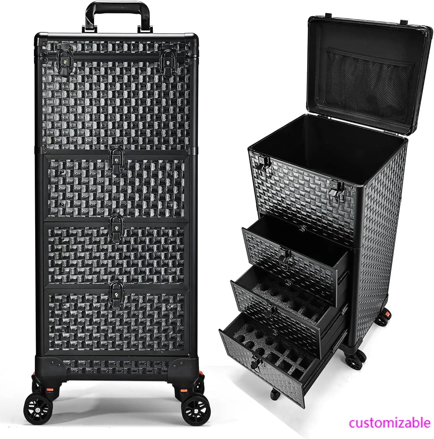 NEW Salon Cart with 3 Drawers,Nail Trolley Cart &Wheels Salon Station Rolling Makeup Train Case Cosmetology Case Organizer Cases - Madeinsea©