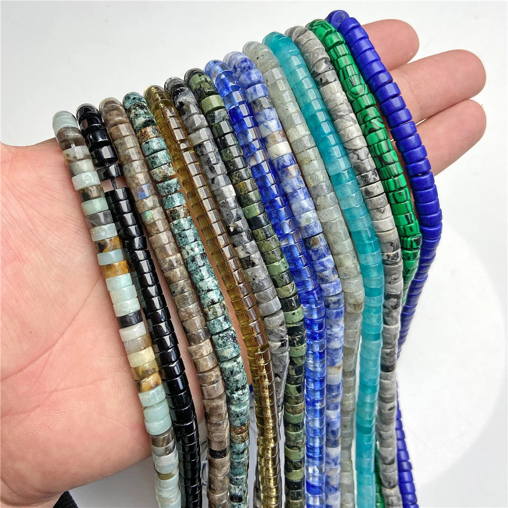 6x3mm Natural Flat Round Stone Beads Turquoises Labradorite Jaspers Spacer Loose Heishi Bead For Jewelry Making DIY Accessories