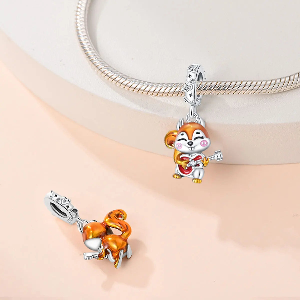New Harvest Season Pumpkin Bunny Guitar Beads Fit Original Bracelet 925 Silver Women's Necklace DIY Charm Exquisite Jewelry Gift
