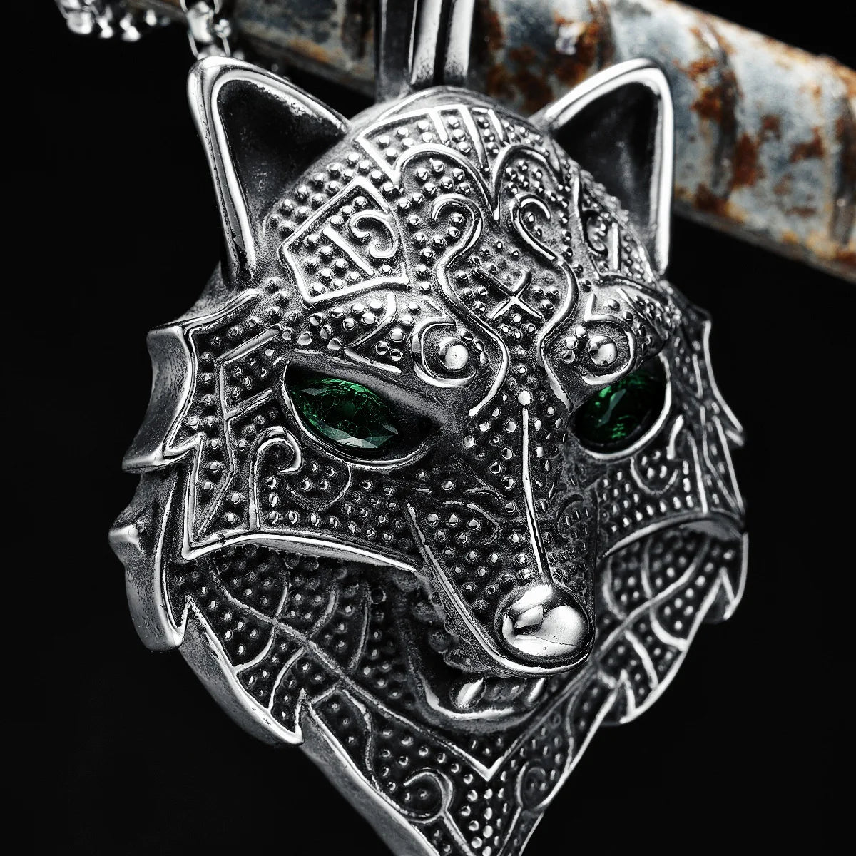 Retro Fox Pendant Gem Eye Men Animal Necklace 316L Stainless Steel Chain Rap Rock Punk for Friend Male Jewelry Gift Dropshipping