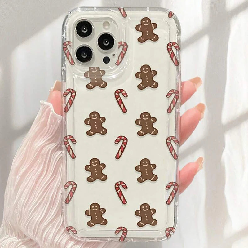 Case for Xiaomi Poco X6 F5 X3 Pro Christmas Candy Sticks and Gingerbread Print Clear Phone Cover for Poco F5 X3 X6 Pro 5G Fundas