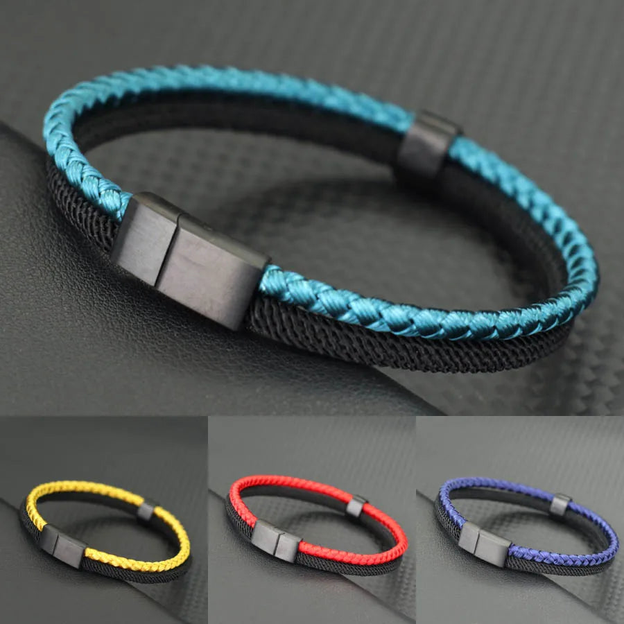 Grade A Keel Rope Bracelet Men Unfading Detachable Magnet Buckle Bangle Leisure Pulseira Homme Bicolor String Wrap Braclet Joias