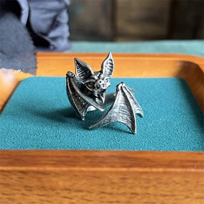 Personality Vintage Bat Ring For Women Index Finger Accessories Fashion Lady 925 Silver Ring Jewelry Female Adjustable Gift