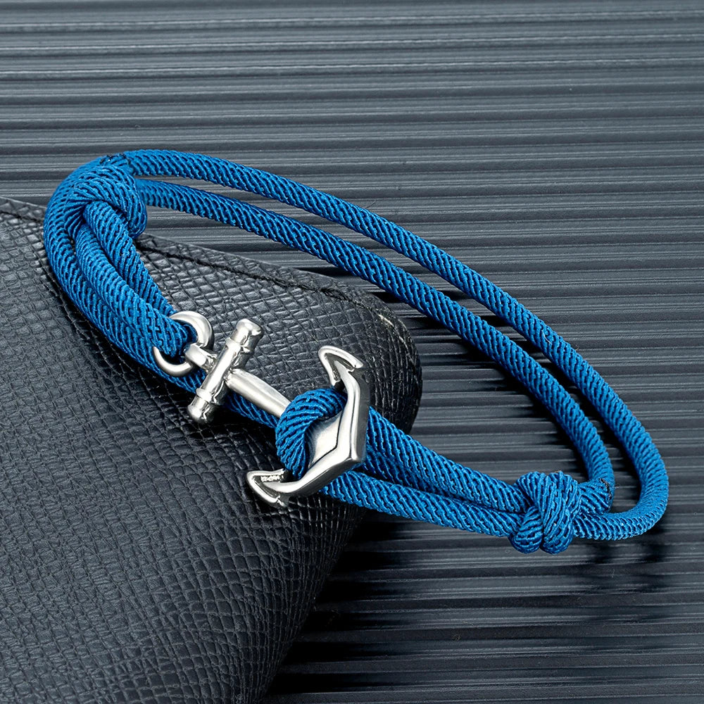 MKENDN Nautical Style Men Anchor Bracelet Handmade Adjustable Surfering Rope Braslet Unfading 3mm Thin String Braclet Homme