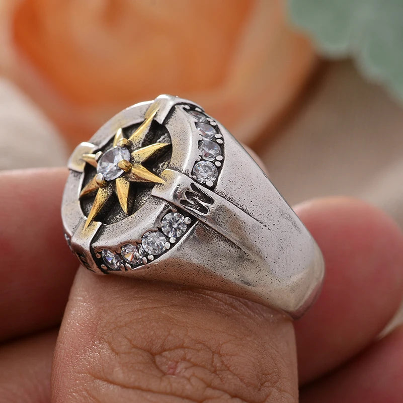 Vintage Compass Crystal Star Ring - Madeinsea©