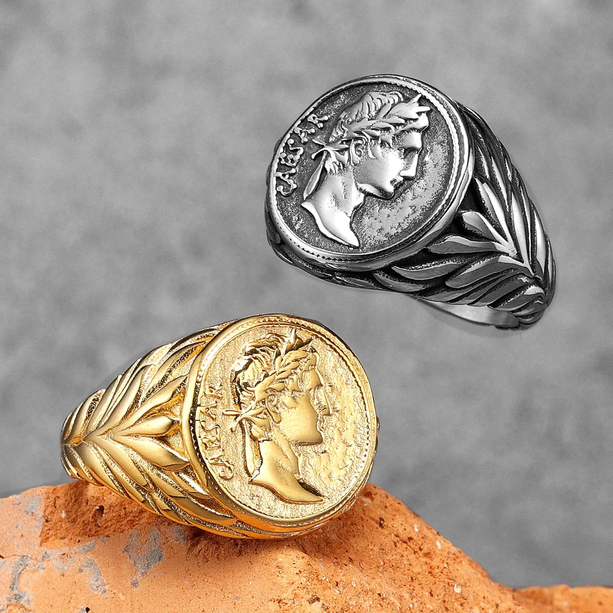 Caesar Gesicht Ring 316L Edelstahl Männer Ringe Victory Roma Statue Punk Rock für Männliche Biker Freund Schmuck Geschenk Dropshipping