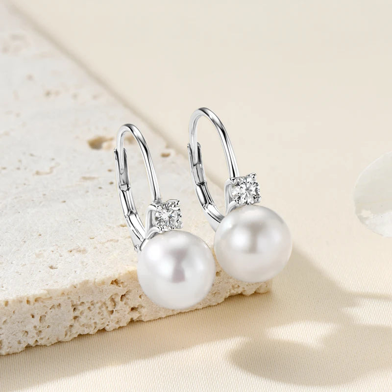 OXTAO Natural Freshwater Pearl Hoop Earrings Ladies Jewelry Elegant Earring Valentine's Day Girlfriend Birthday Wedding Gift