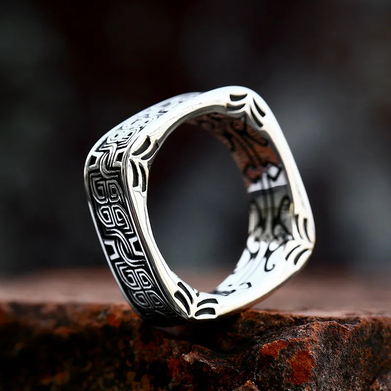 Stainless Steel Vintage Square Shape Ring For Men