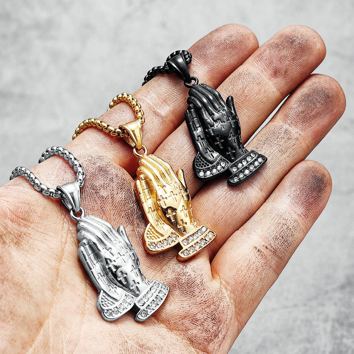 Prayer Pendant Pray Cross Necklace Stainless Steel Religion Relief Hip Hop Rap for Biker Male Jewelry Best Gift Dropshipping