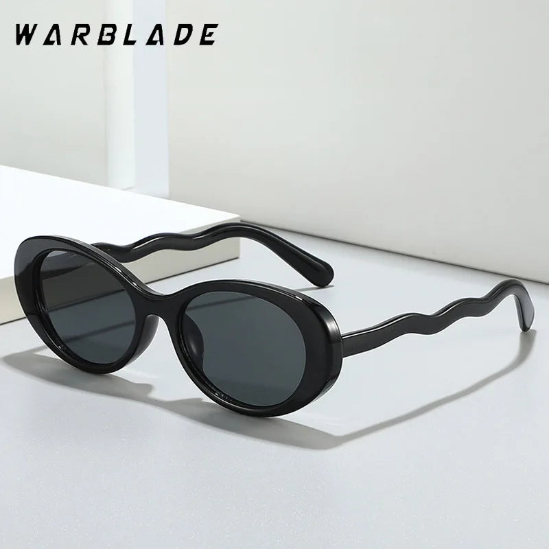 2025 Männer Frauen Mode Unisex Sonnenbrille Anti-UV Brille Persönlichkeit Oval Brille Welle Tempel Brille Hip Hop Sonnenbrille