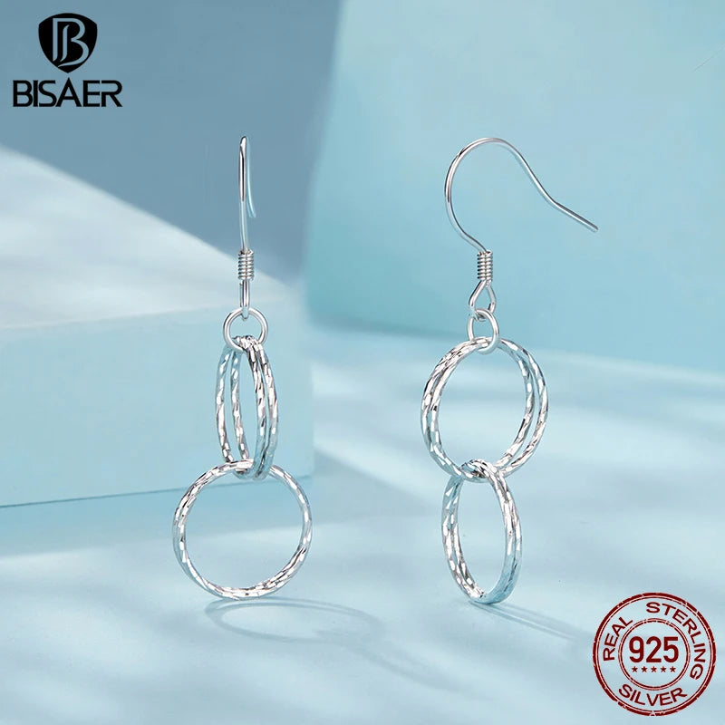 BISAER Boucles d'oreilles à tige scintillantes en argent sterling 925 véritable pour femmes, bijoux fins originaux, cadeau de fête