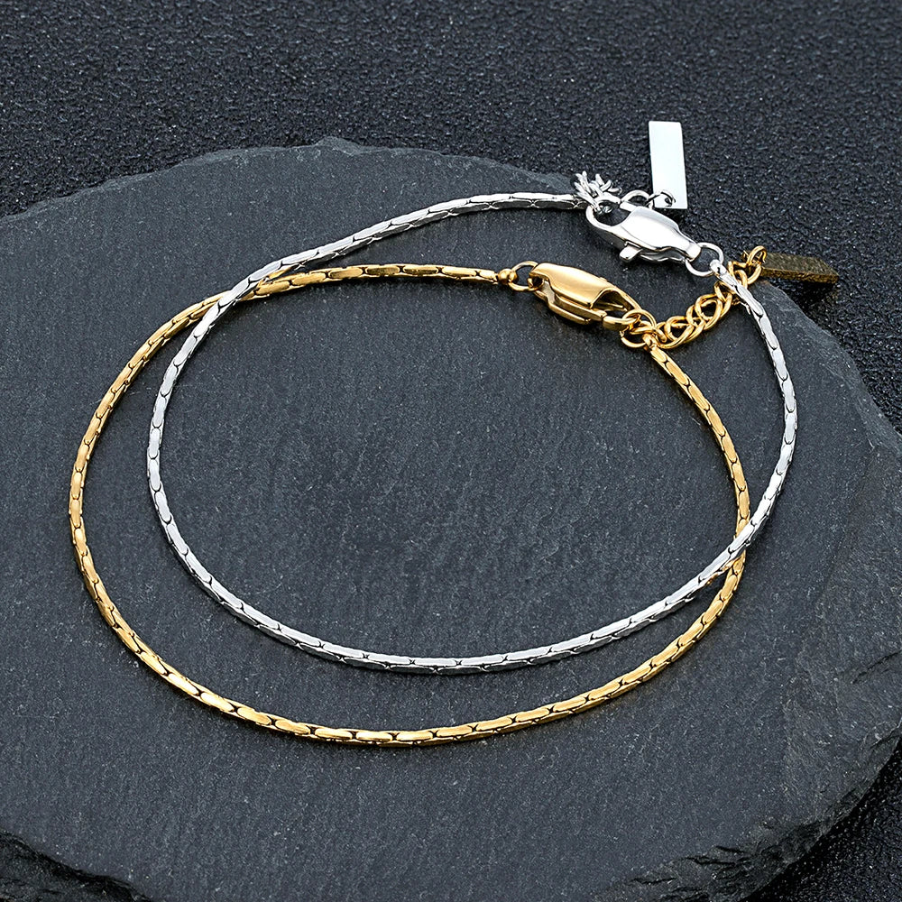 MKENDN Punk Simple Style Men Women Jewelry Non-fading Steel Wire Chain Bracelet Minimalist Bracelet for Men Male Gifts