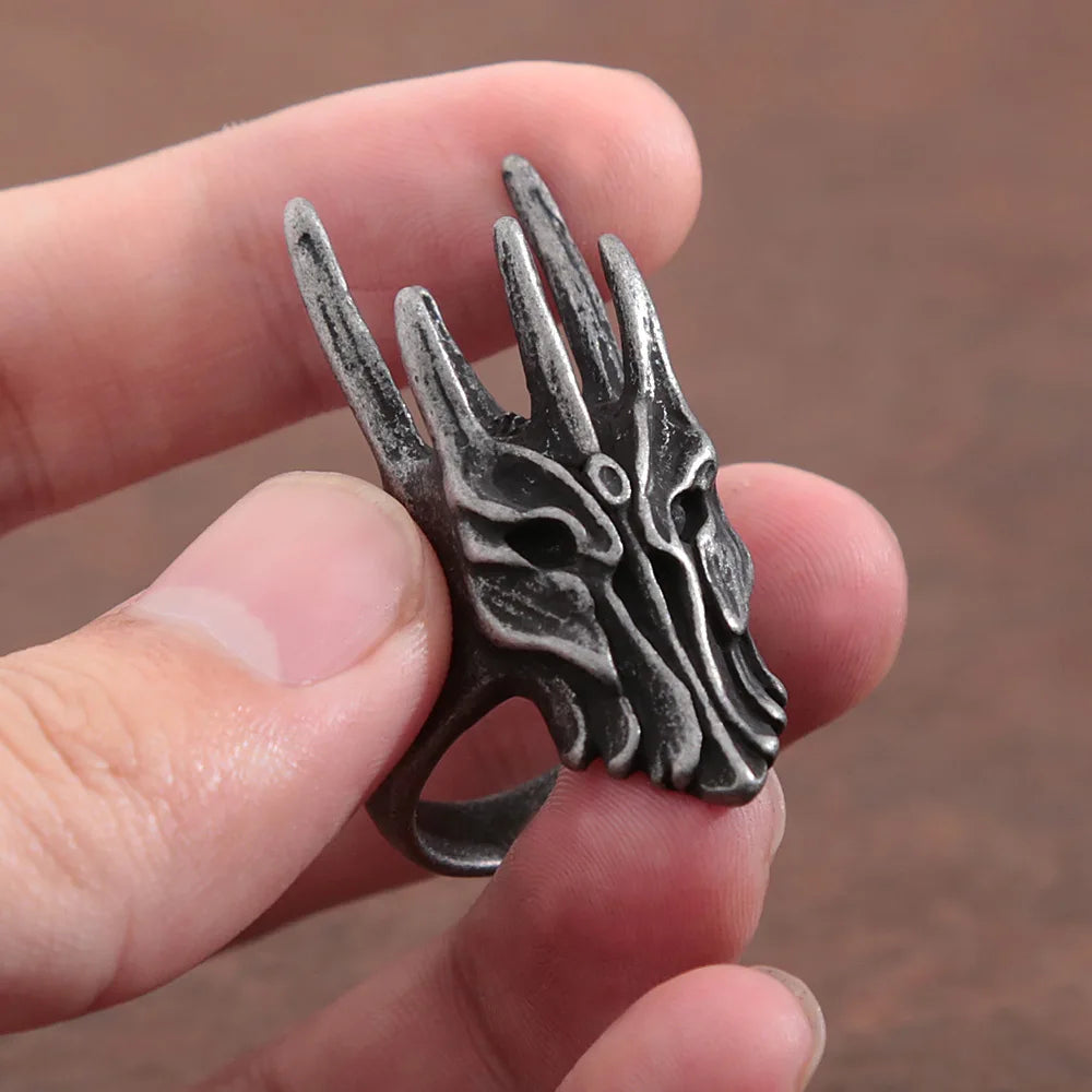 Vintage Black Helm of Sauron Stainless Steel Ring