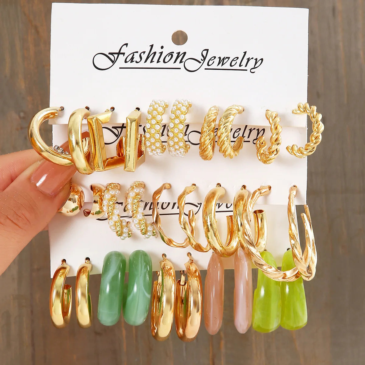 Bohemia Vintage Pearl Circle Hoop Earring Set Luxury Gold Color Heart Butterfly Drop Earrings Geometric Twist Women Jewelry Gift