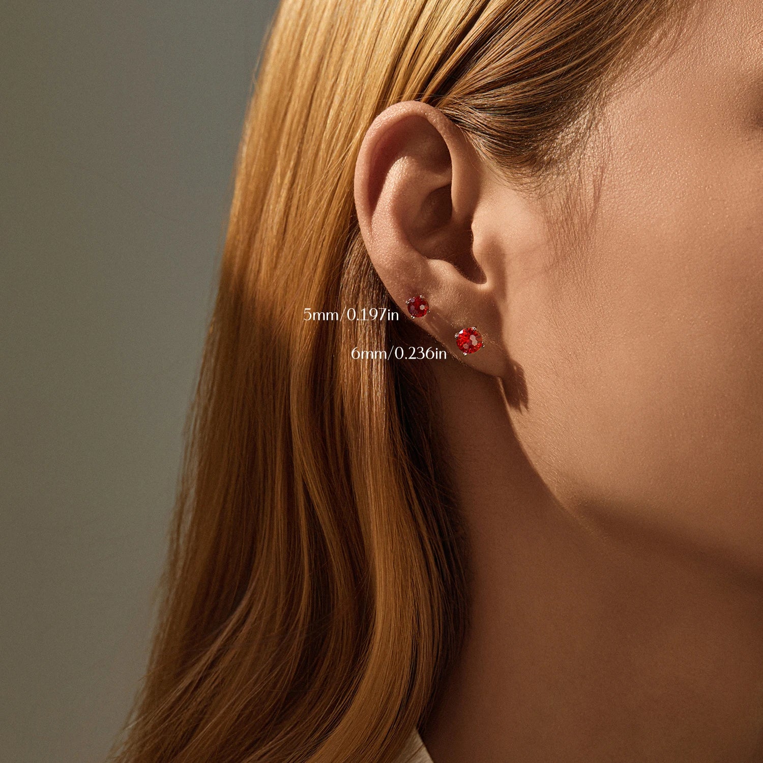 MODIAN 925 Sterling Silver Trendy Pomegranate Red Firework Cut Round CZ Stud Earrings For Women And Men Fine Jewelry