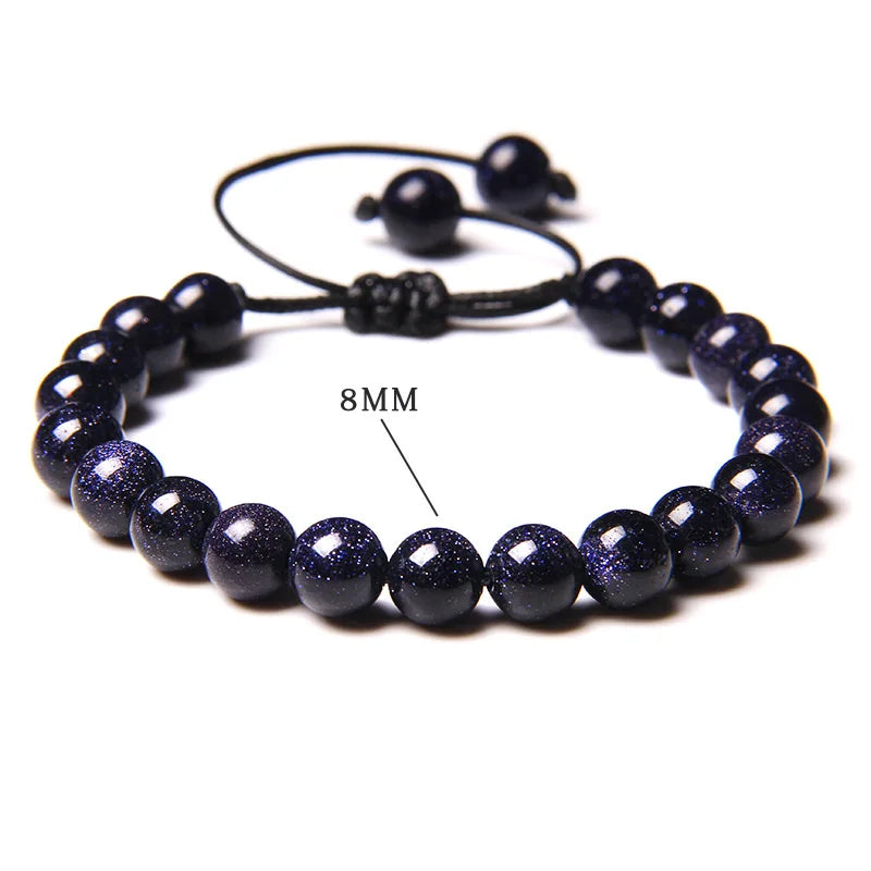 MKENDN 8mm Natural Tiger's Eye Stone Beaded Bracelets Adjustable Braided Rope Bracelet Yoga Lucky Bracelet for Men Women Jewelry - Madeinsea©