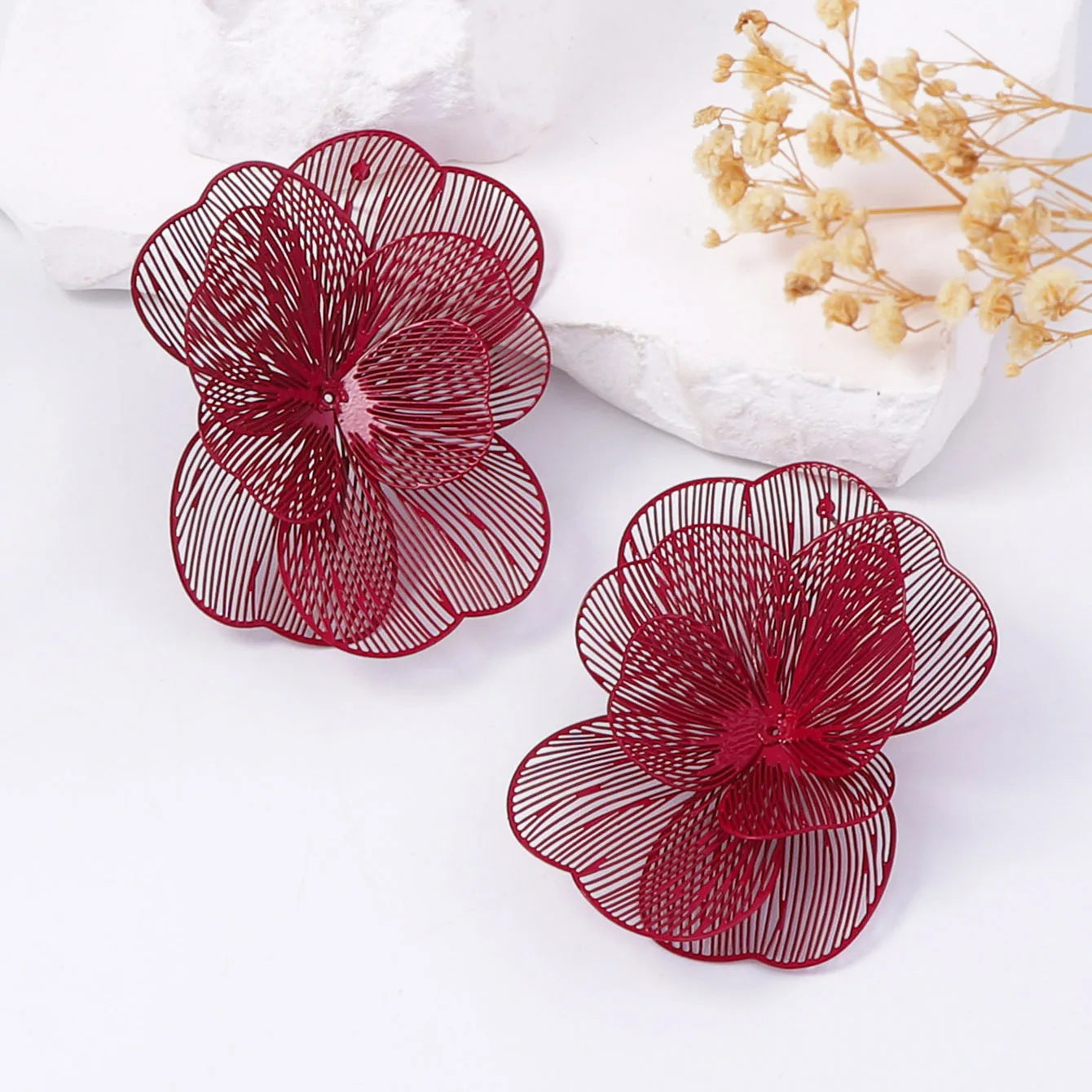 ZAA Personalized Hollow Purple Flower Earrings for Woman Jewelry