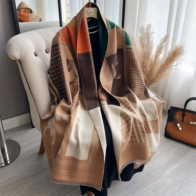 Cashmere Scarf for Women Thick Warm Winter Blanket Brand Female Luxury Quality Shawl Wrap Bufanda 2024 Poncho Echarpe Pashmina - Madeinsea©