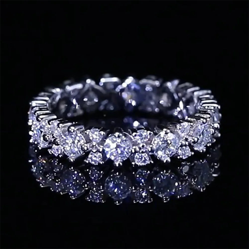 Serenity 1.56ct D Color Moissanite Row Rings for Women Gift 100% S925 Sterling Silver Plated 18K Lab Diamond Eternity Rings GRA